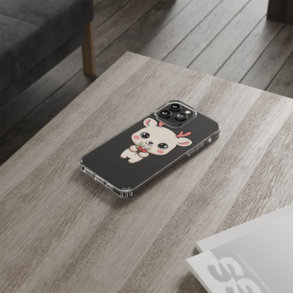 Kawaii Christmas Reindeer Clear Phone Case Gift