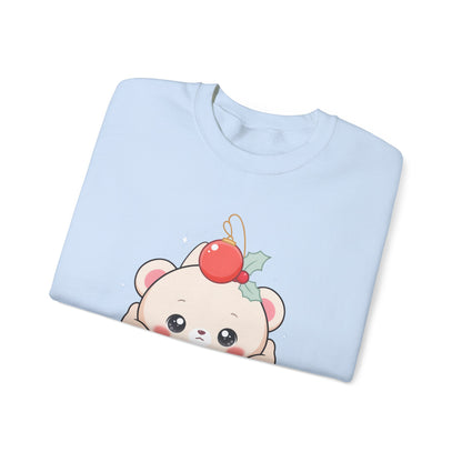 Kawaii Polar Bear Christmas Sweatshirt, Cute Holiday Crewneck