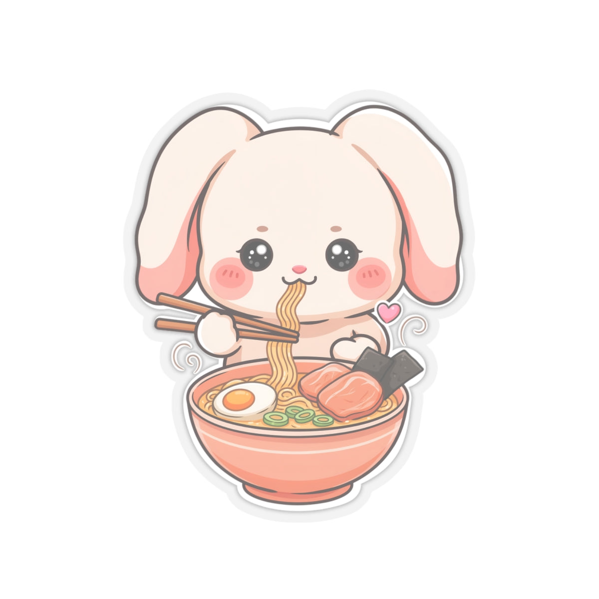 Kawaii Ramen Bunny Kiss-Cut Sticker for Cute Food Lovers