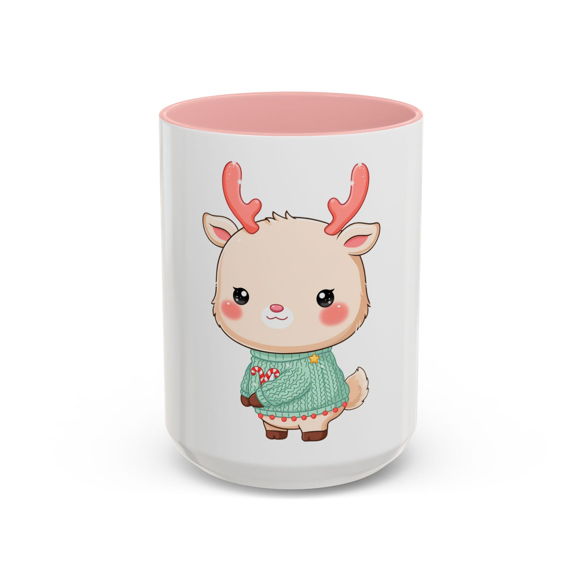 Kawaii Reindeer Christmas Mug – Cute Holiday Accent Coffee Mug