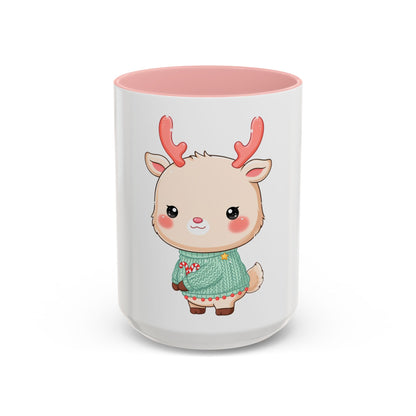 Kawaii Reindeer Christmas Mug – Cute Holiday Accent Coffee Mug