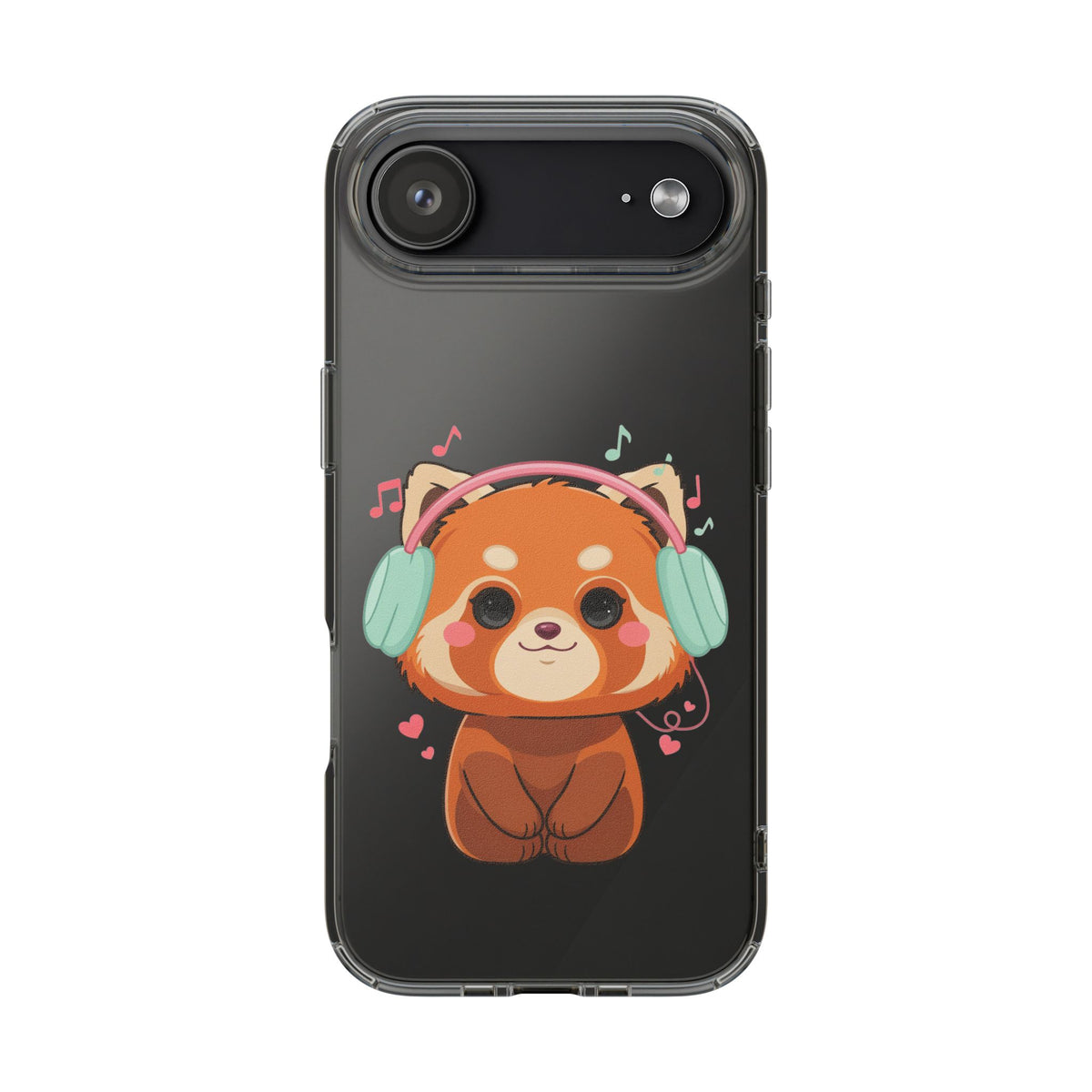 Red Panda Phone Case, Kawaii Music Lover Clear Case