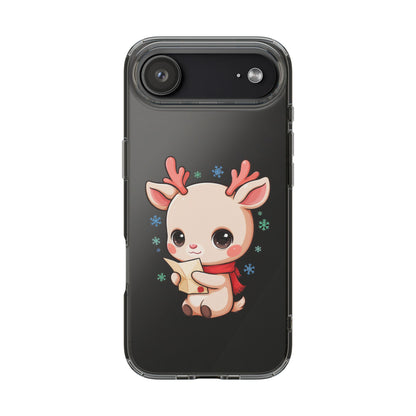 Christmas Reindeer Clear Impact-Resistant Phone Case