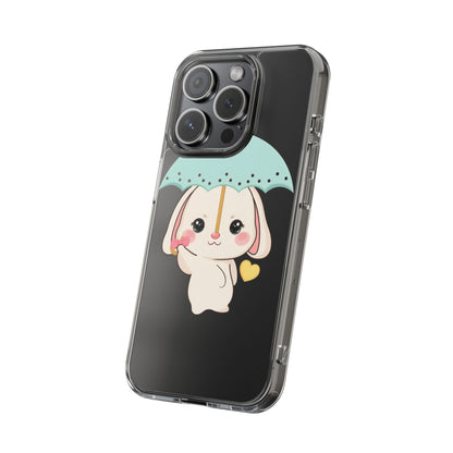 Kawaii Bunny Phone Case with Umbrella | Cute Clear Case