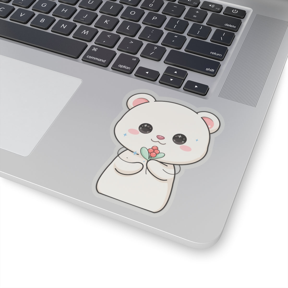 Kawaii Christmas Polar Bear Sticker with Mistletoe