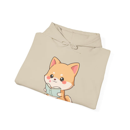 Kawaii Shiba Inu Reading Hoodie for Cozy Study Days