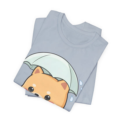Kawaii Shiba Inu Umbrella T-Shirt for Rainy Day Fans