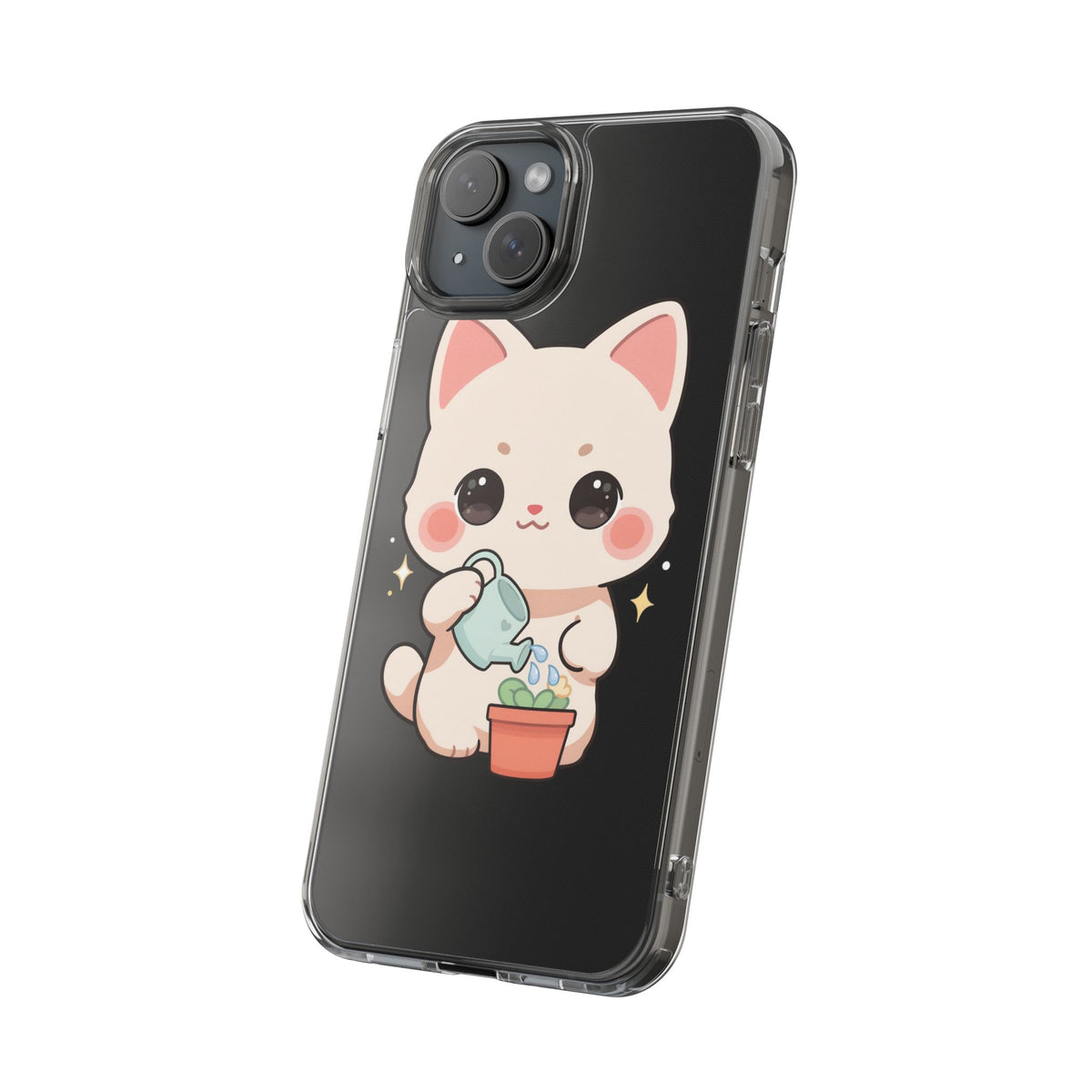 Kawaii Cat Phone Case, Cute Plant Lover Gift