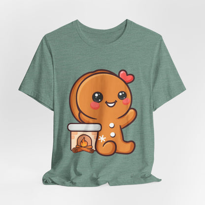 Christmas Gingerbread Man T-Shirt, Cozy Kawaii Holiday Tee