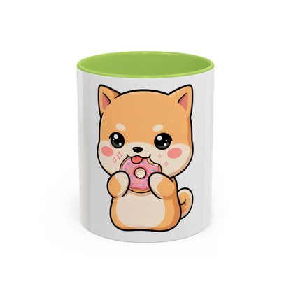 Shiba Inu Donut Mug, Kawaii Accent Coffee Mug