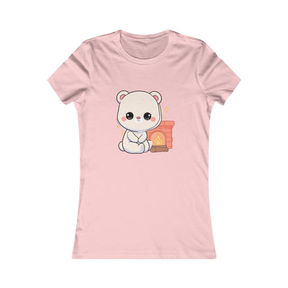 Kawaii Polar Bear Tee – Cozy Fireplace Cub