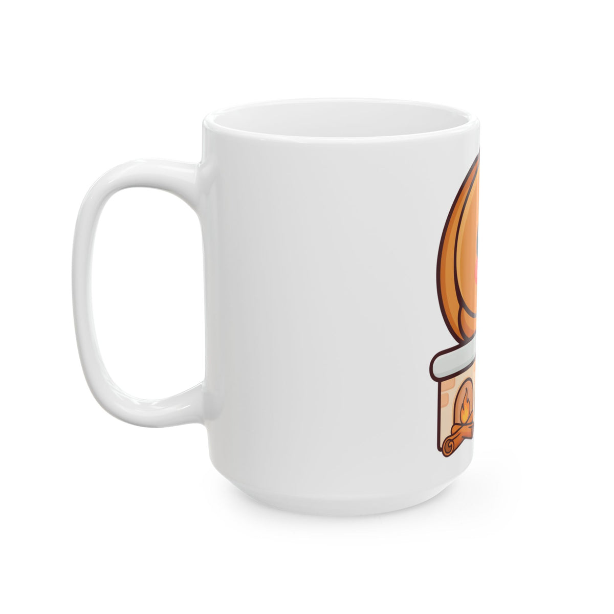 Kawaii Gingerbread Mug with Cozy Fireplace Charm