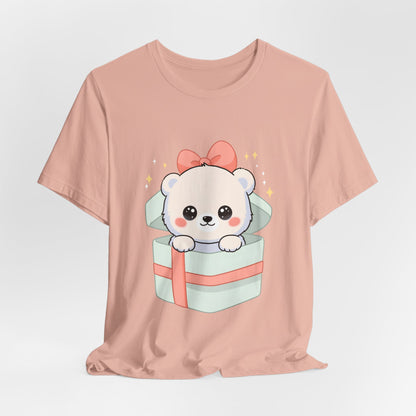 Kawaii Polar Bear Tee, Cute Gift Box Cub Unisex Shirt
