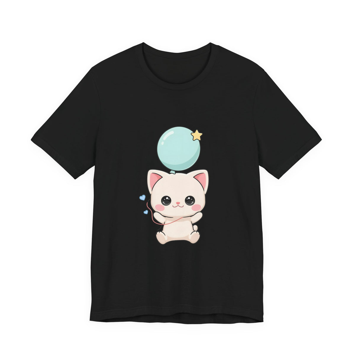 Kawaii Cat Balloon T-Shirt, Cute Chibi Kitty Tee