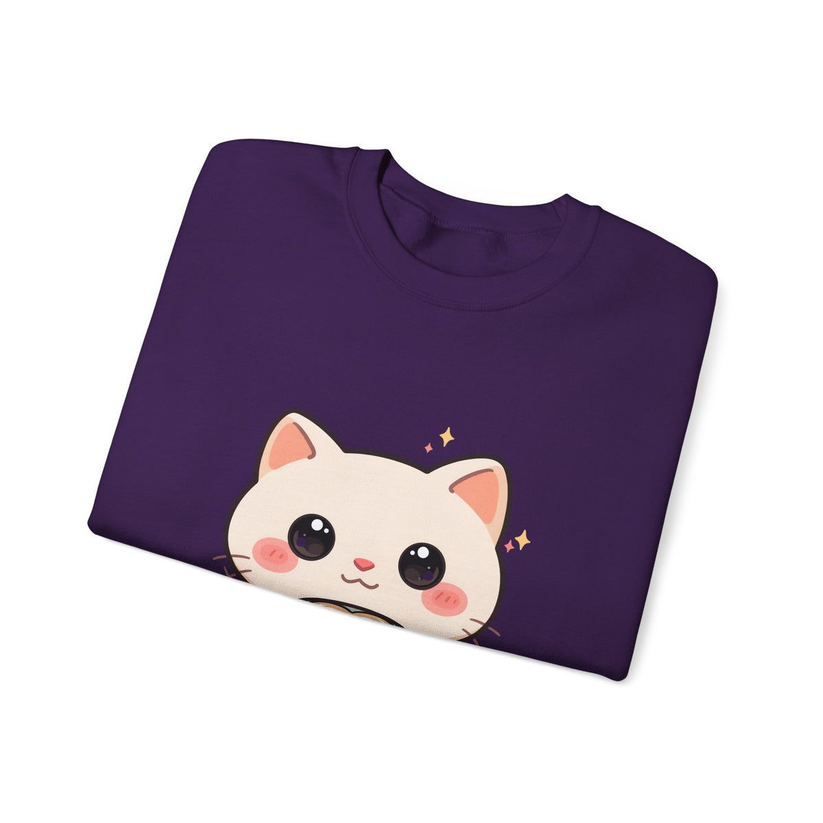 Kawaii Latte Cat Sweatshirt, Cute Chibi Coffee Cat Crewneck