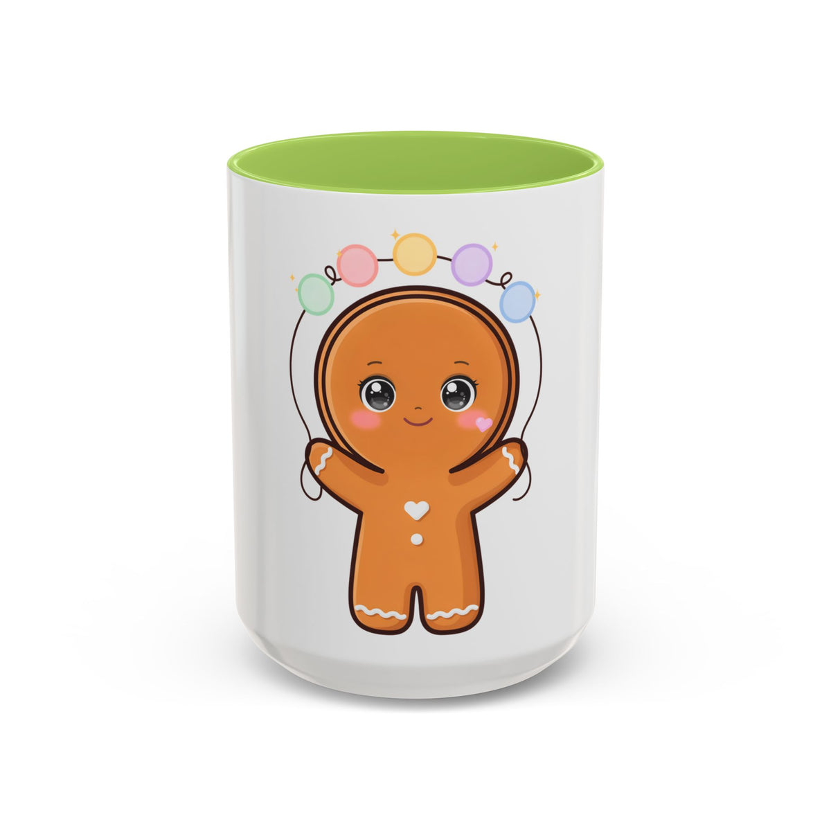 Gingerbread Man Accent Coffee Mug, Cute Kawaii Holiday Gift