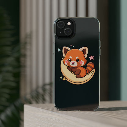 Red Panda Phone Case, Kawaii Moon Companion