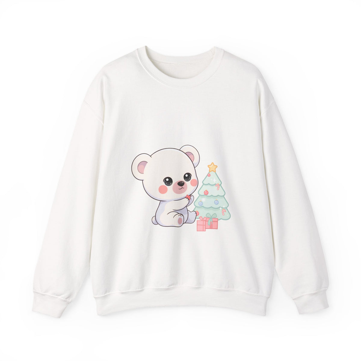 Kawaii Polar Bear Christmas Sweatshirt for Cozy Tree Trimming