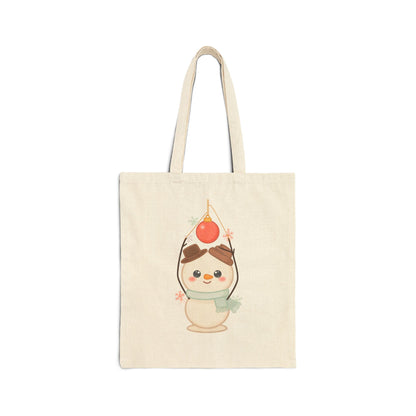 Christmas Snowman Canvas Tote Bag for Holiday Shopping
