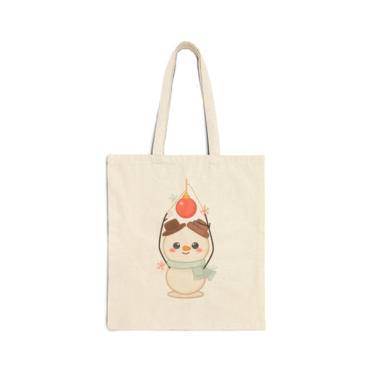 Christmas Snowman Canvas Tote Bag for Holiday Shopping