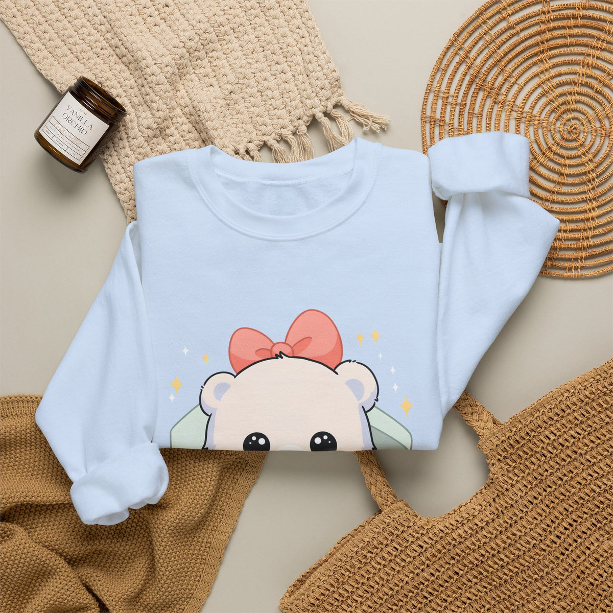 Kawaii Polar Bear Sweatshirt, Cute Gift Box Cub
