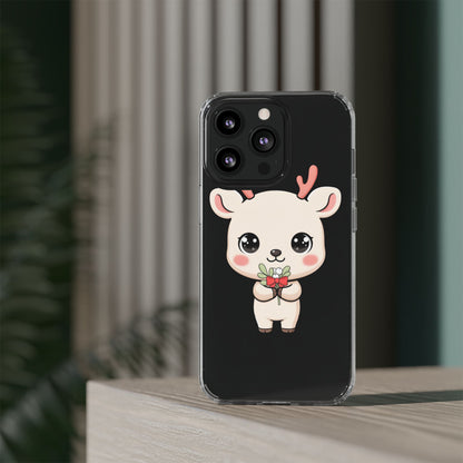 Kawaii Christmas Reindeer Clear Phone Case Gift