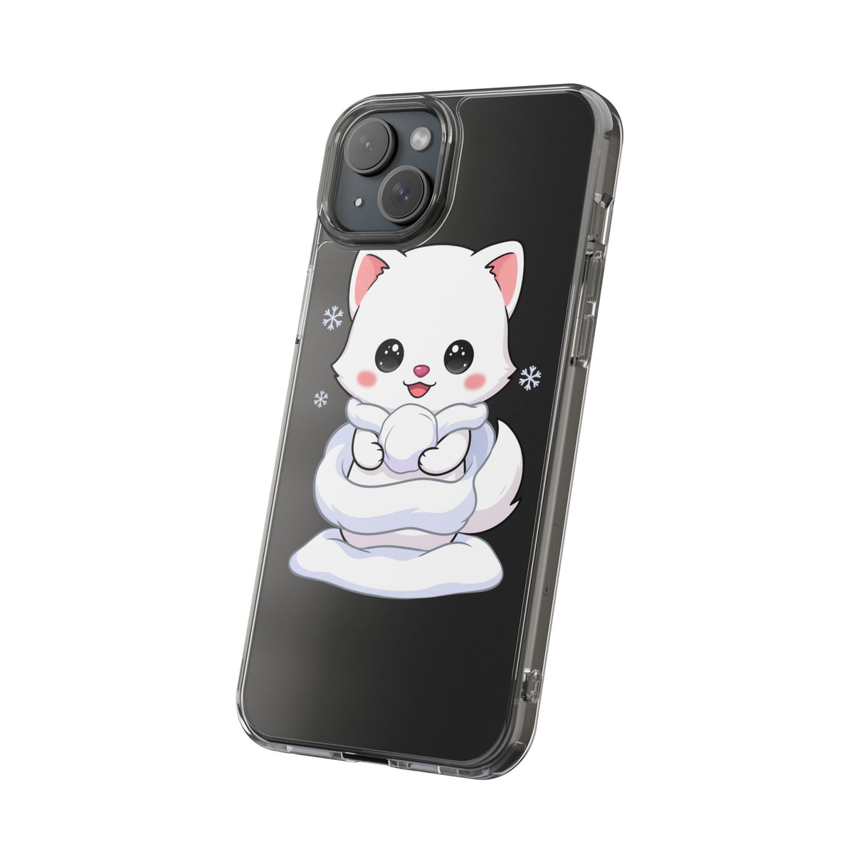 Kawaii Arctic Fox Phone Case, Cute Snow Day Gift