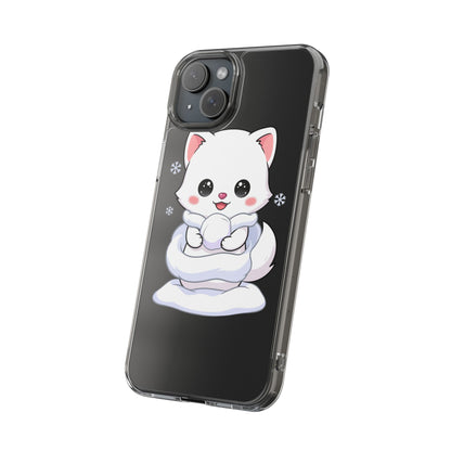 Kawaii Arctic Fox Phone Case, Cute Snow Day Gift