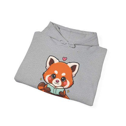 Cute Red Panda Reading Hoodie, Kawaii Book Lover Sweatshirt