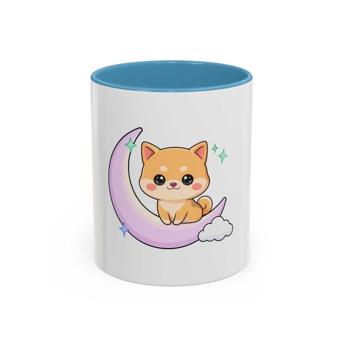 Kawaii Shiba Inu Accent Coffee Mug, Moon Puppy Gift