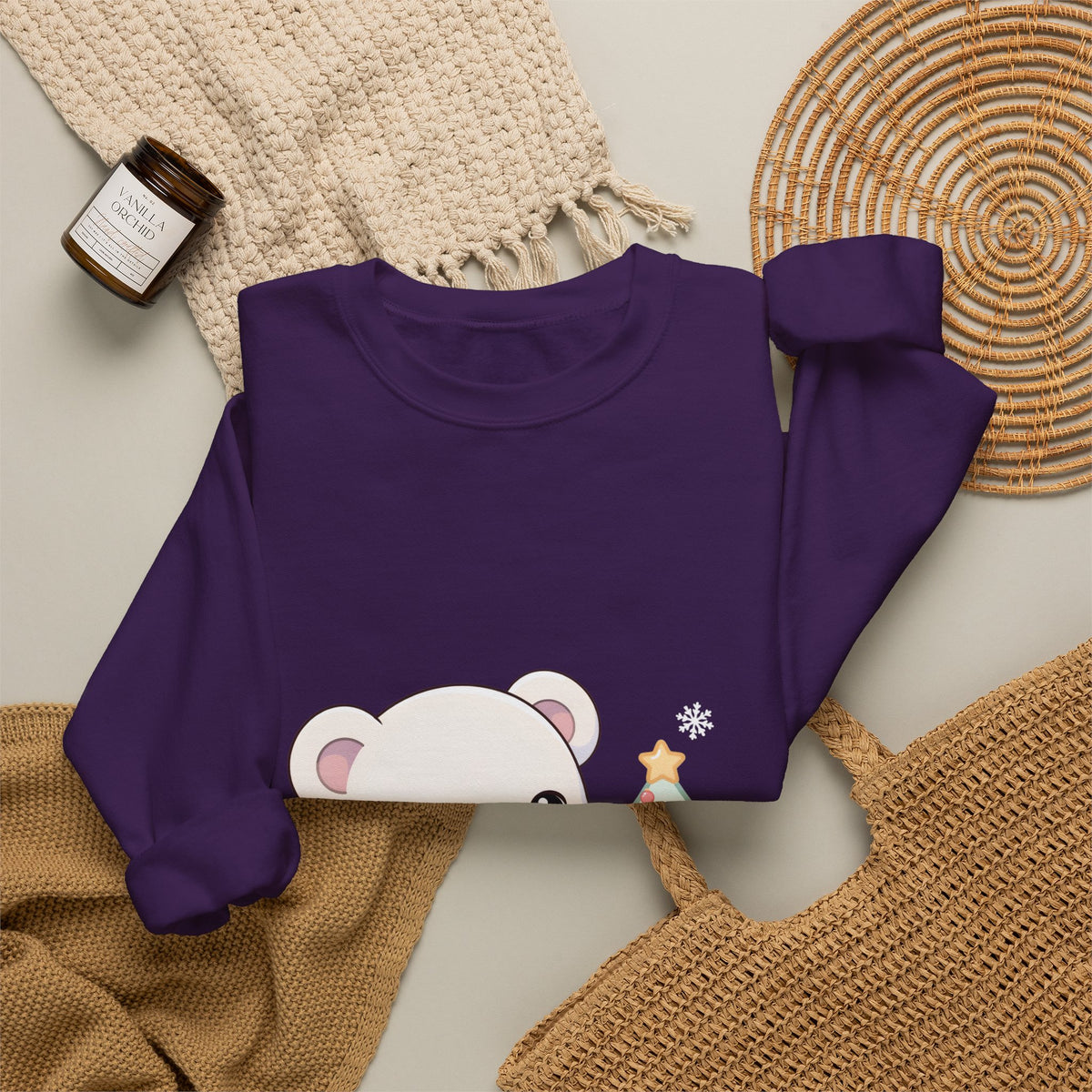 Kawaii Polar Bear Christmas Sweatshirt for Cozy Tree Trimming