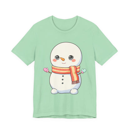 Kawaii Snowman Christmas T-Shirt for Cute Holiday Cheer