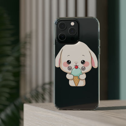 Kawaii Bunny Phone Case, Ice Cream Cutie Clear Case