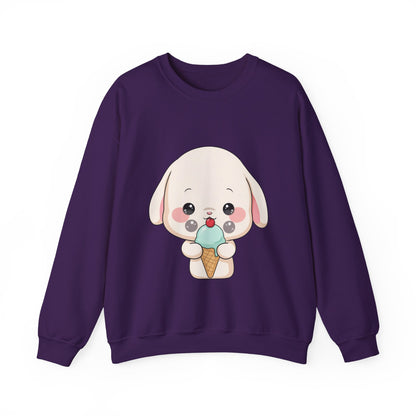Kawaii Bunny Sweatshirt, Cute Ice Cream Chibi Rabbit