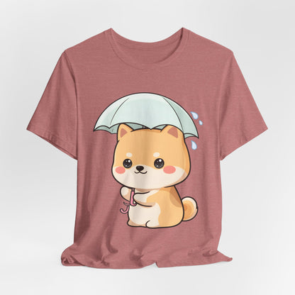 Kawaii Shiba Inu Umbrella T-Shirt for Rainy Day Fans