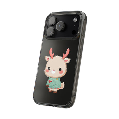 Kawaii Reindeer Clear Impact-Resistant Phone Case
