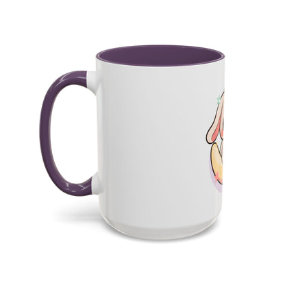 Kawaii Bunny Accent Coffee Mug, Cute Moon Rabbit Gift