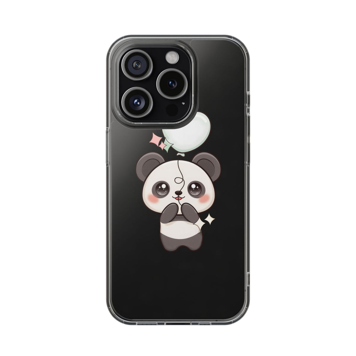 Kawaii Panda Clear Phone Case with Balloon