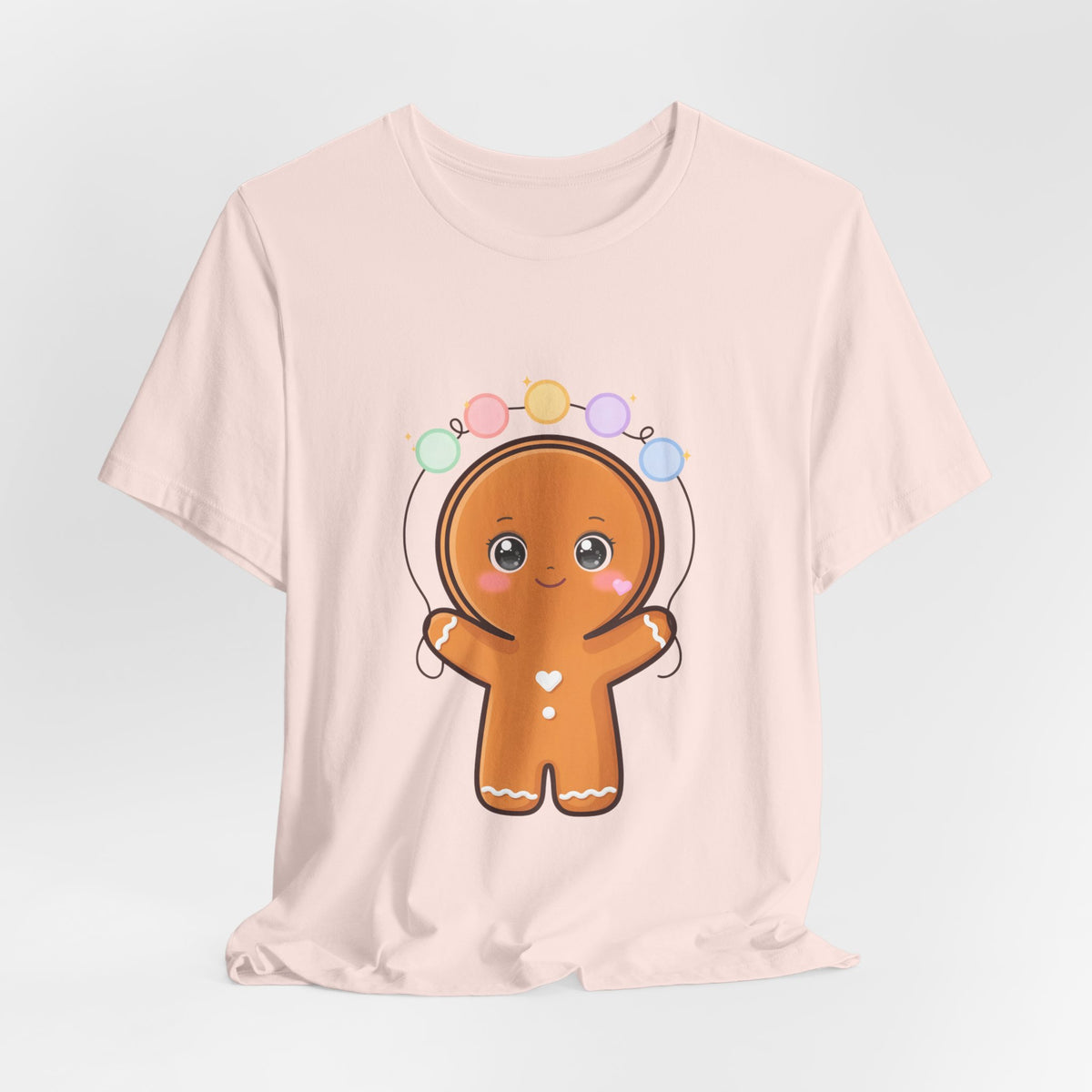 Kawaii Gingerbread Man Christmas T-Shirt, Cute Holiday Tee