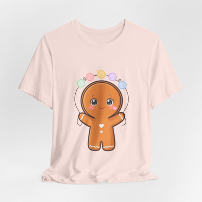 Kawaii Gingerbread Man Christmas T-Shirt, Cute Holiday Tee