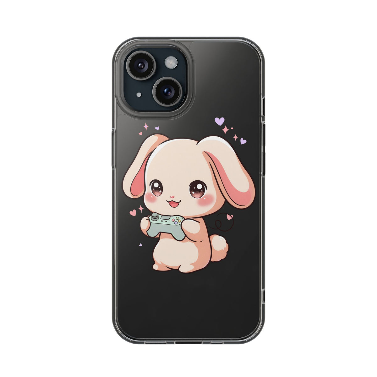 Kawaii Bunny Gamer Clear Impact-Resistant Phone Case
