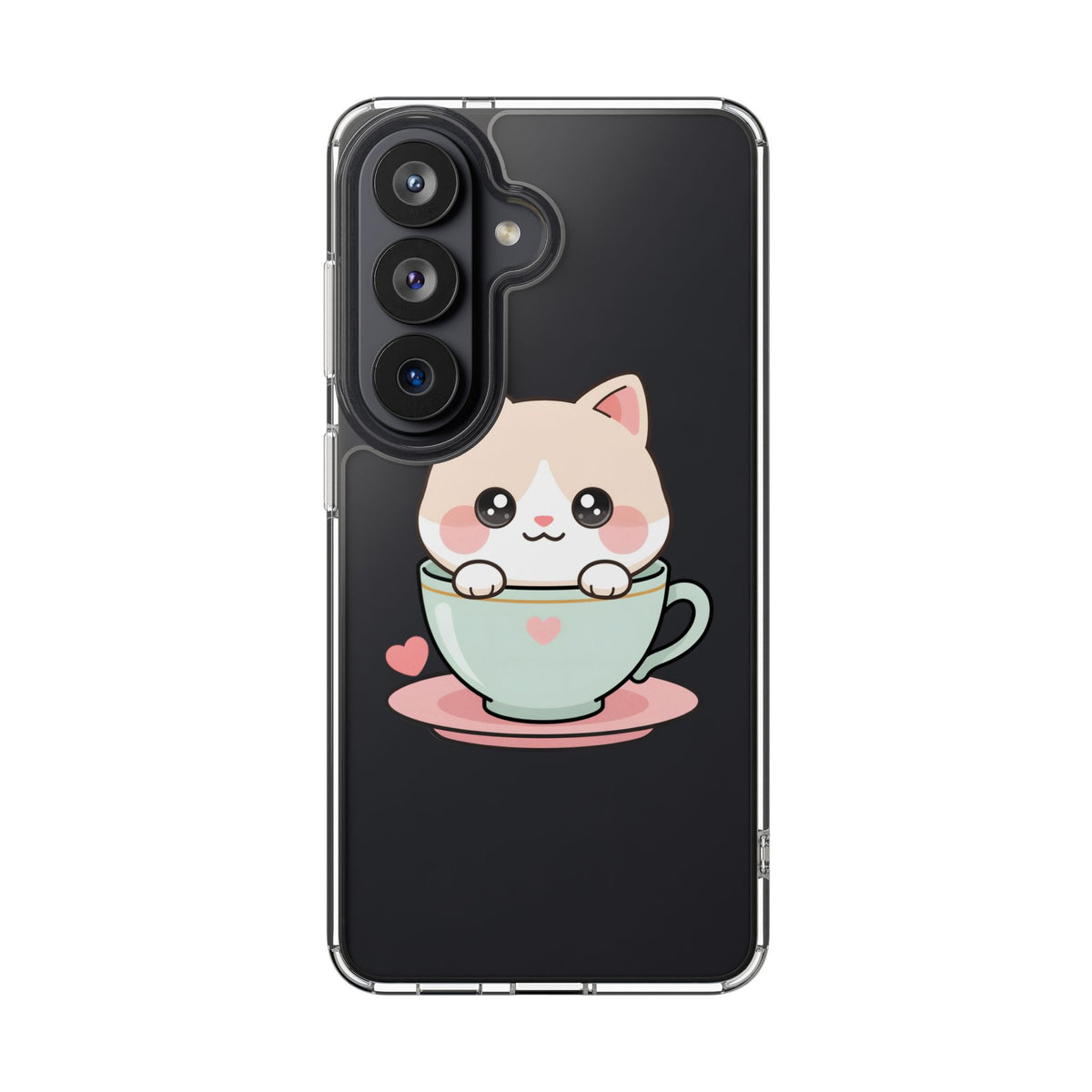 Kawaii Cat Phone Case, Cute Teacup Kitty Gift