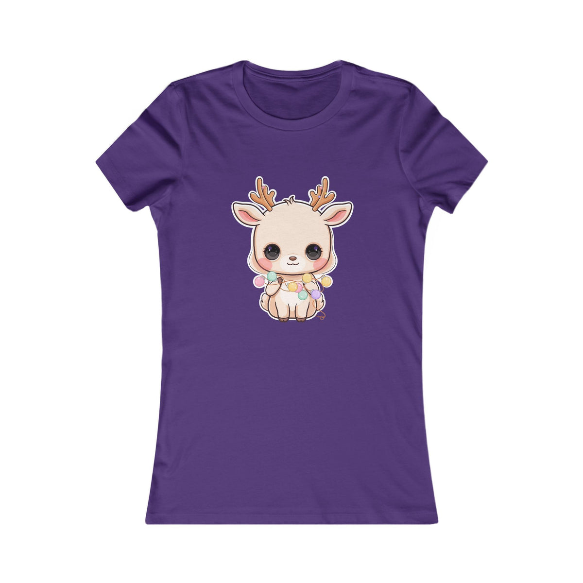 Kawaii Reindeer Christmas T-Shirt for Women