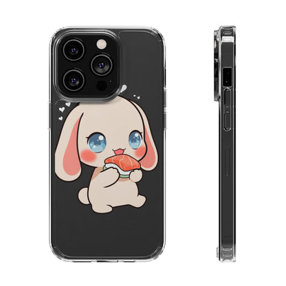 Kawaii Bunny Sushi Phone Case, Clear Impact-Resistant