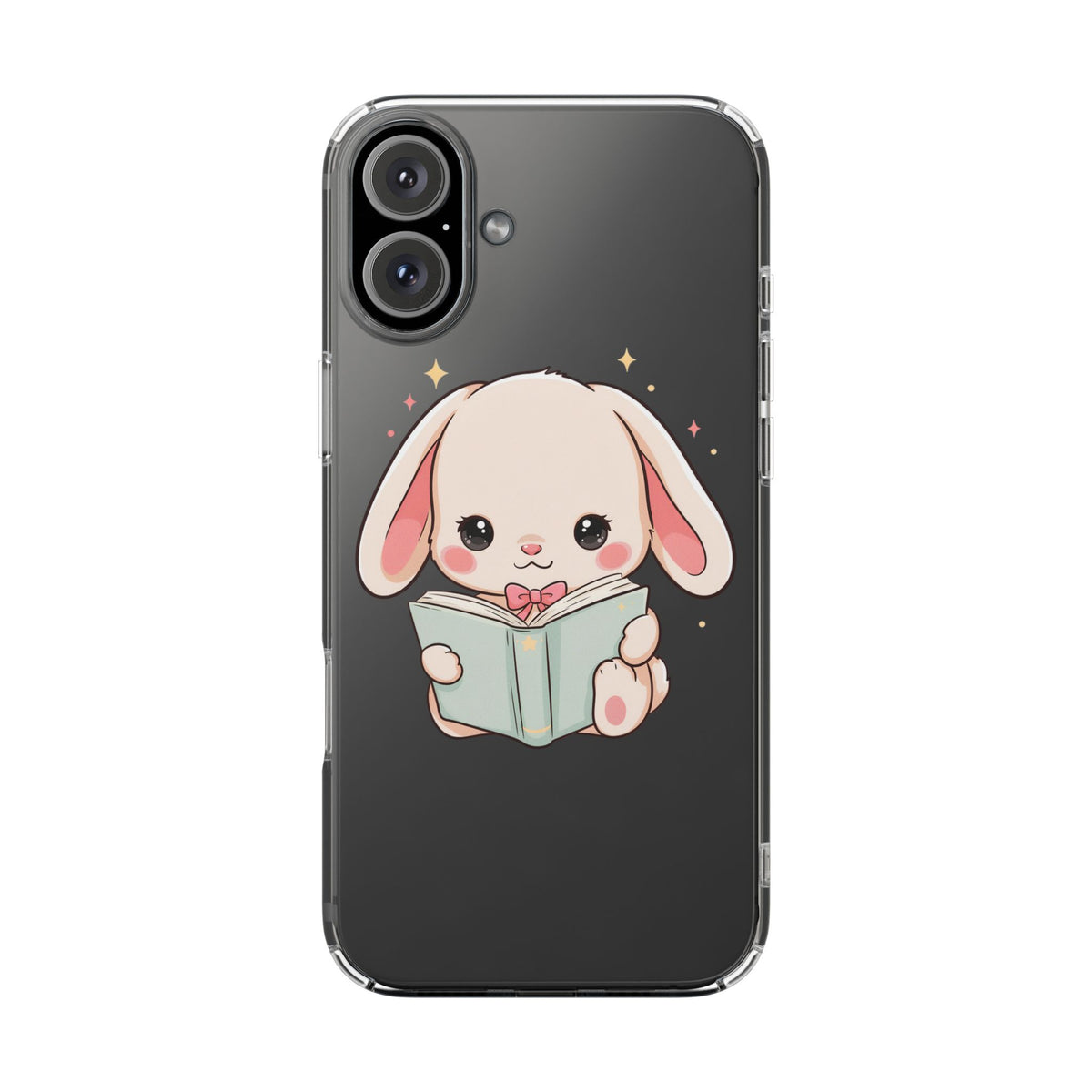 Kawaii Reading Bunny Clear Impact-Resistant Case