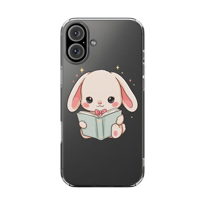 Kawaii Reading Bunny Clear Impact-Resistant Case