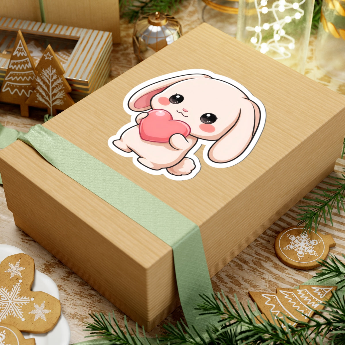 Kawaii Bunny Sticker with Heart for Cute Decor