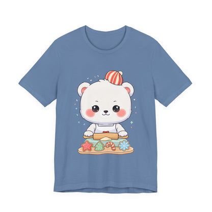 Christmas Cookie Baking Polar Bear Tee, Kawaii Holiday Shirt