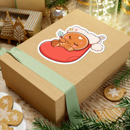 Sleeping Gingerbread Man Christmas Sticker