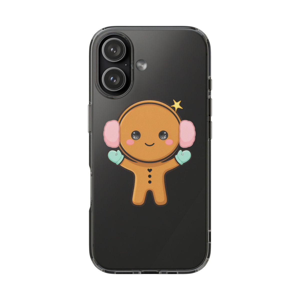 Kawaii Gingerbread Phone Case, Cute Winter Character
